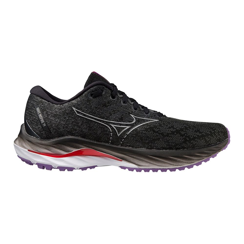 Mizuno WAVE INSPIRE 19 - Chaussures running Femme black/silver/bittersweet