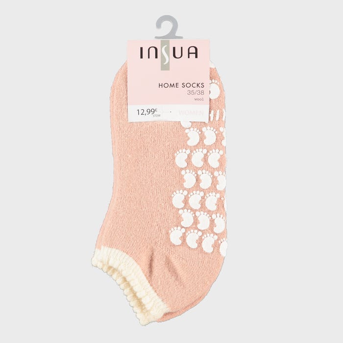 inSua-soft wool effen antislip home socks
