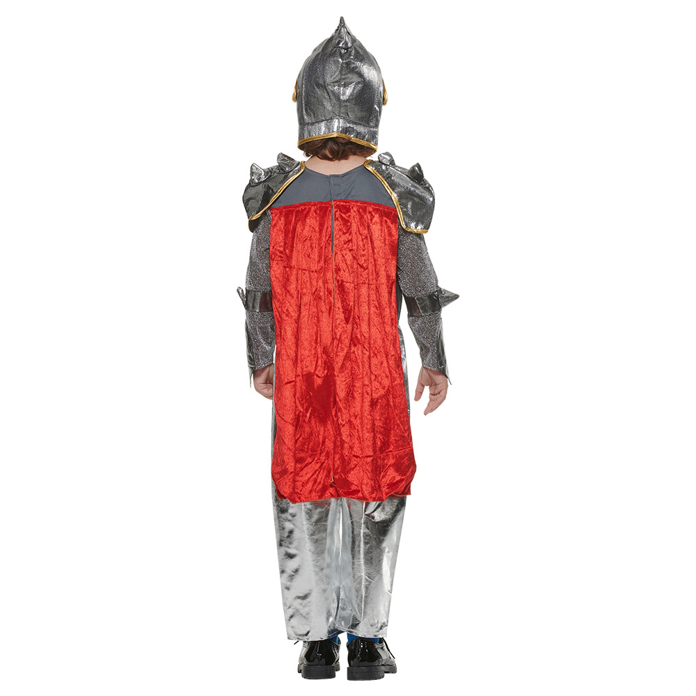 (130-135cm) Fasnachts Kinder Kostüm Mittelalterliche Ritter Verkleidung für Motto Partys / Halloween inkl. Stoff Helm - Silber