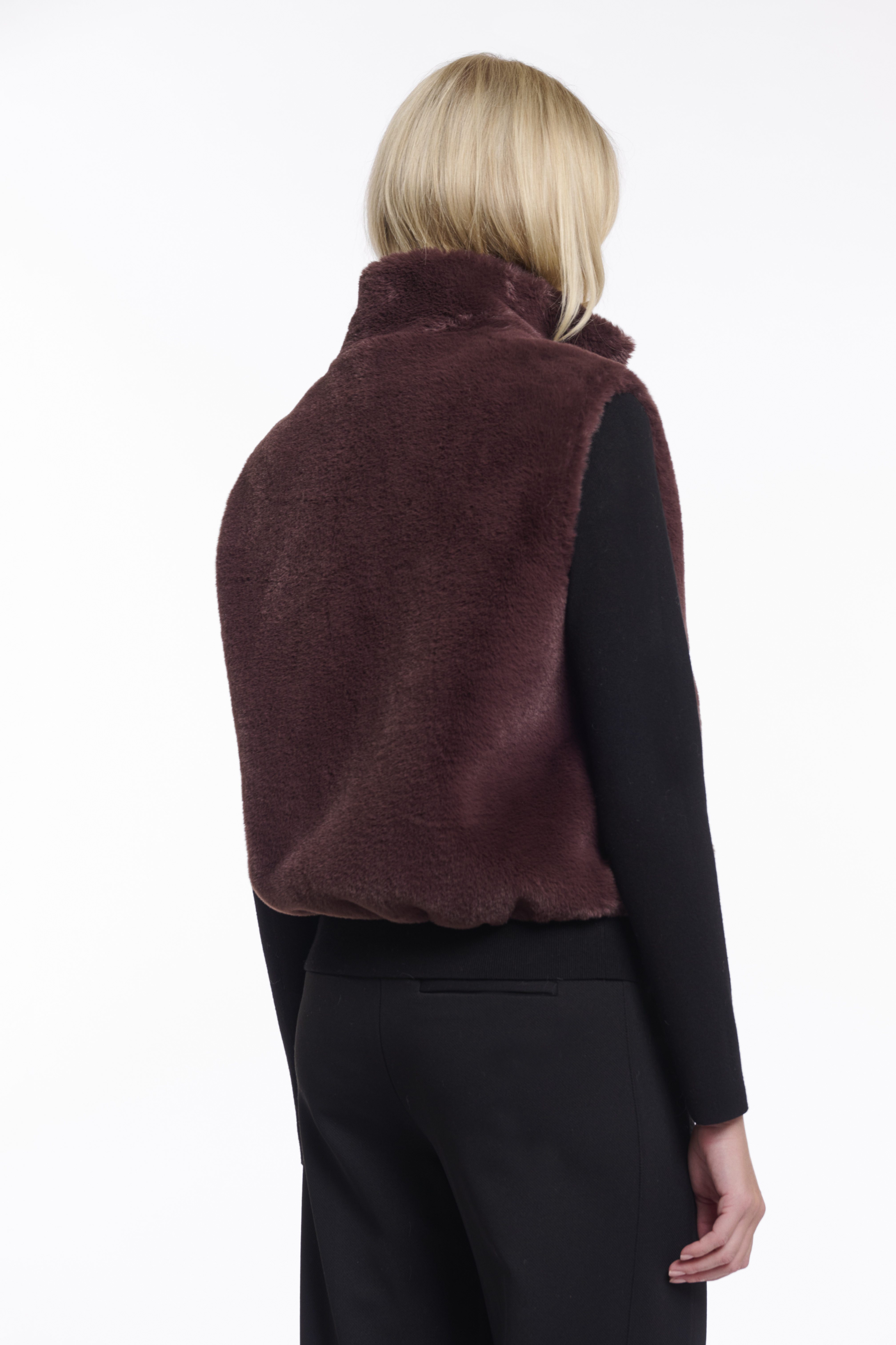Rino & Pelle - Nikki Short Faux Fur Waistcoat - Chocolate Bean