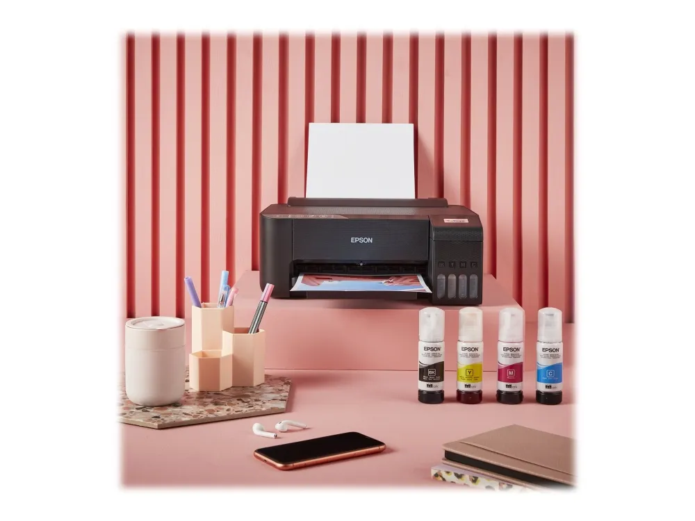 Epson EcoTank ET-1810 - Printer - farve - blækprinter - kan genopfyldes - A4 - 5760 x 1440 dpi - op til 10 spm (mono) / op til 5 spm (farve) - kapacitet: 100 ark - USB, Wi-Fi - sort