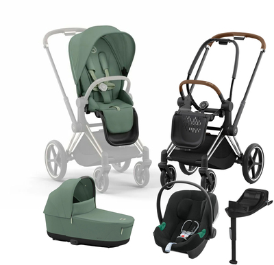 Cybex Priam Duovogn inkl. Aton B2 & Base, Leaf Green/Chrome Brown