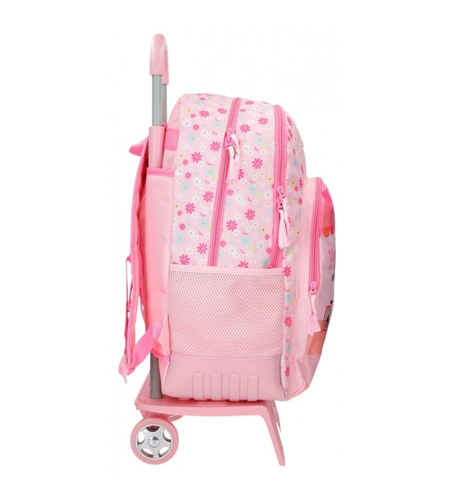 Roll Road Mochila Escolar Roll Road Coffee shop Dos Compartimentos con carro rosa