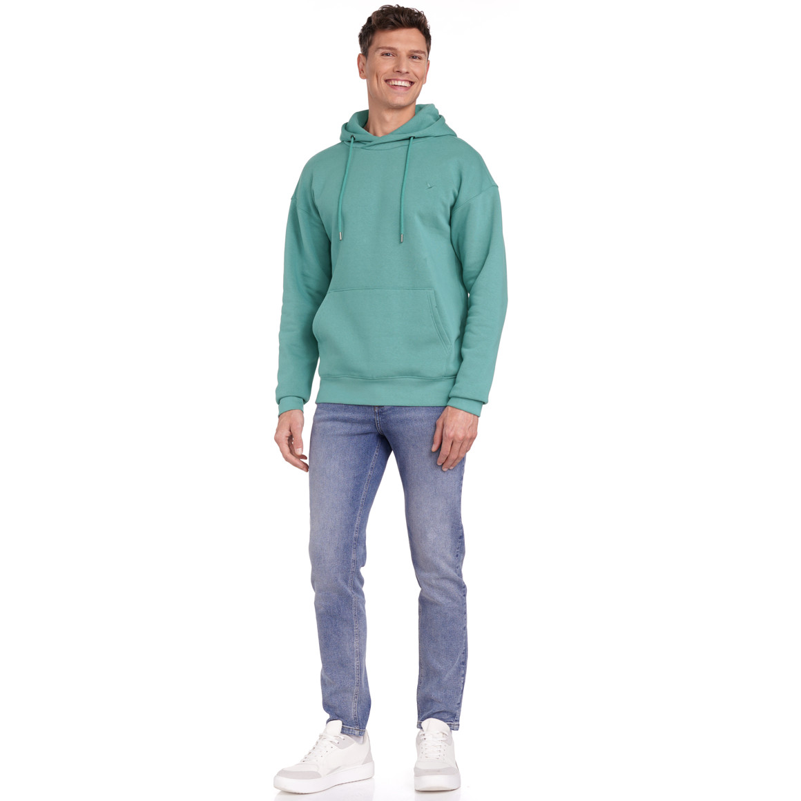 Jonas Nielsen Herren Hoodie mit kleiner Logo-Stickerei dunkelgrün
