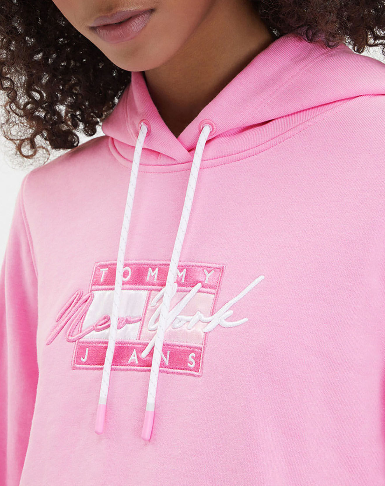 Tommy Jeans Sweat en Coton Bio cropped tommy flag rose