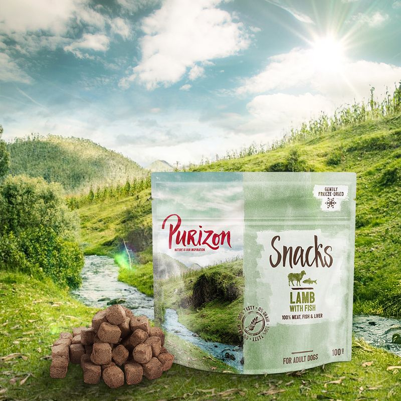 Friandises lyophilisées Purizon, agneau & poisson - sans céréales