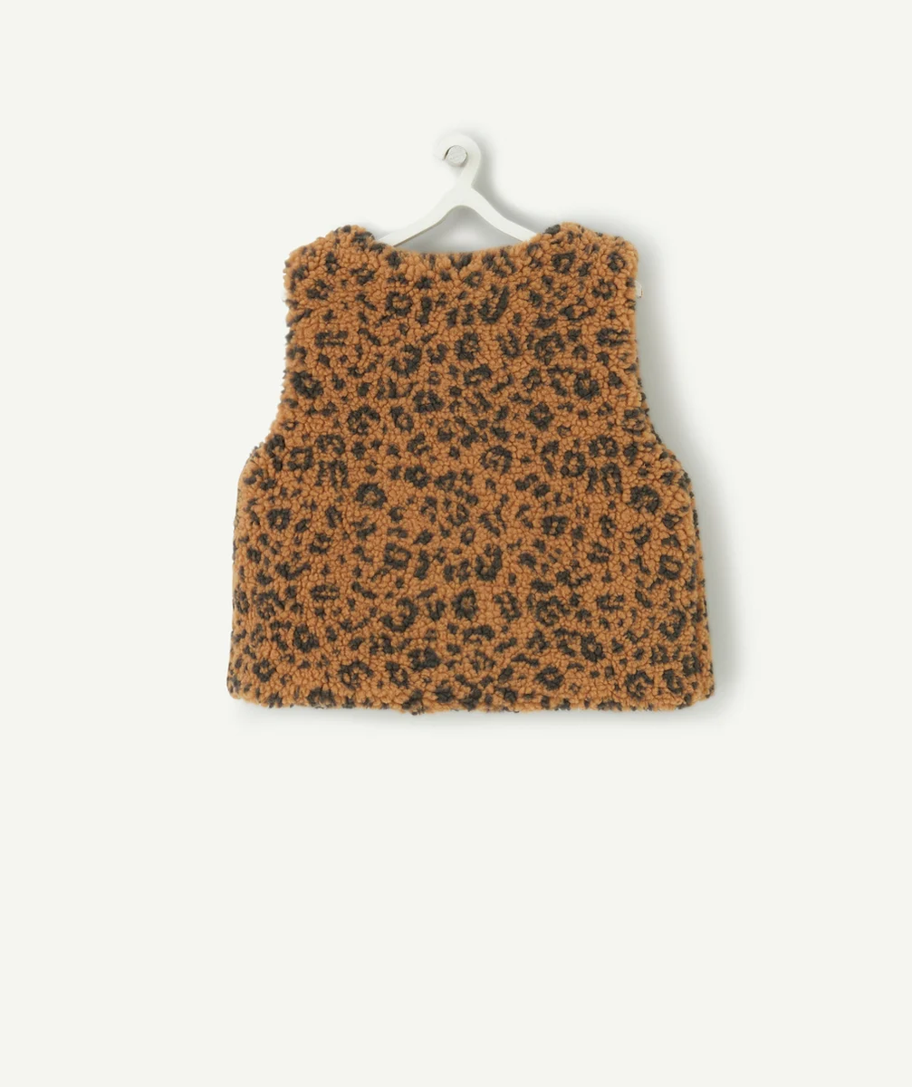 GILET SANS MANCHES BÉBÉ FILLE EN REMBOURRAGE RECYCLÉ LÉOPARD
