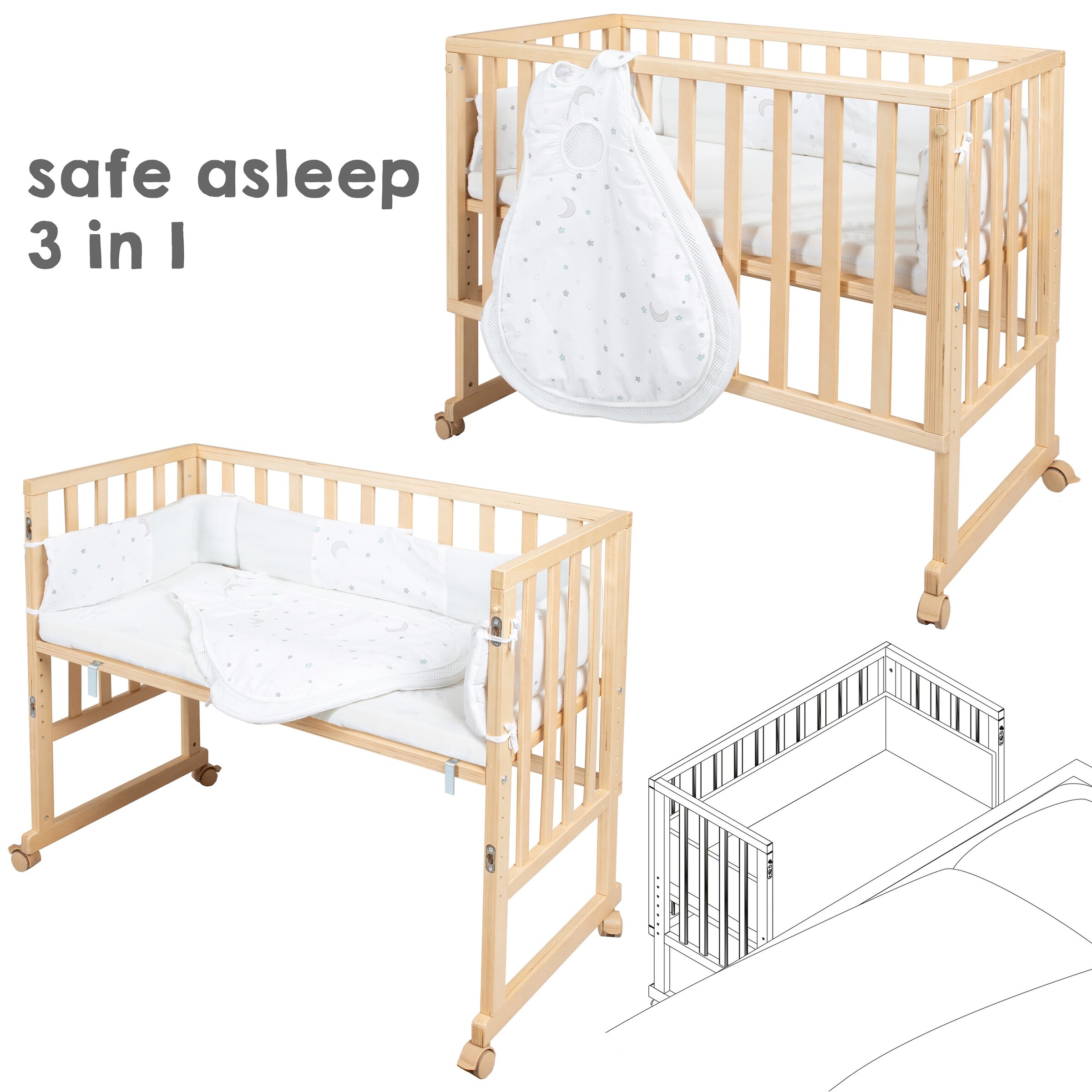 roba Stubenbett 3in1 Sternenzauber safe asleep®