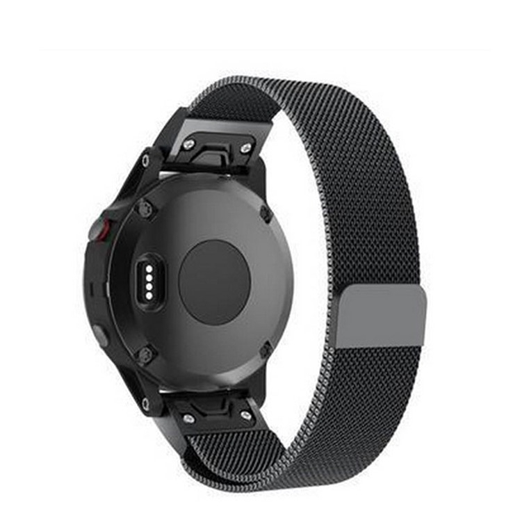 Garmin Edelstahl Magnet Armband Milanaise mit 22mm Schnellverschluss - Schwarz