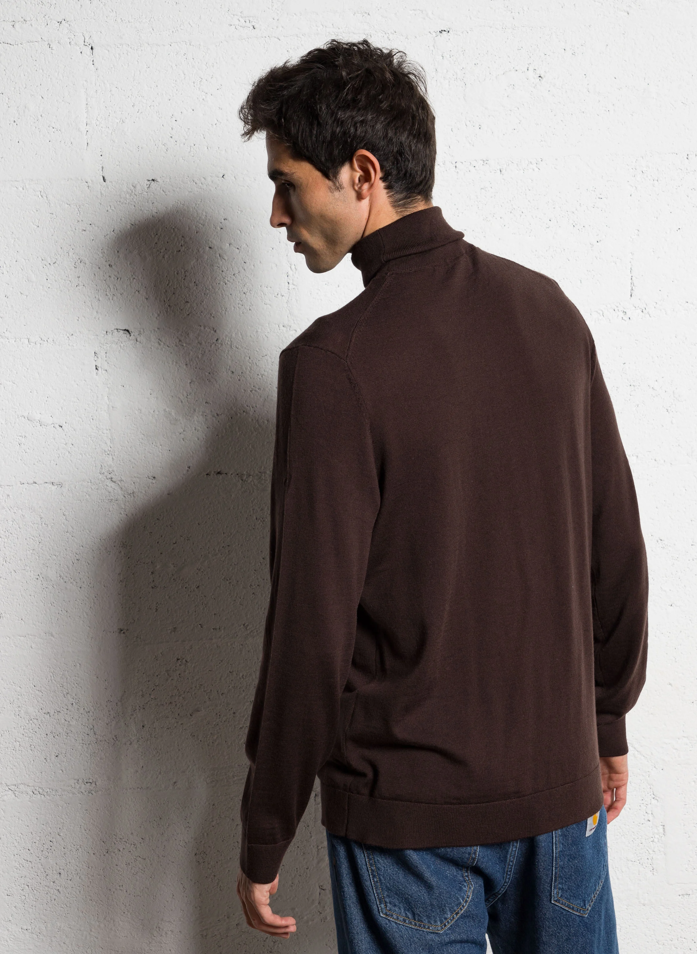 TRAY - Col roulé regular-fit en laine mérinos | Marron