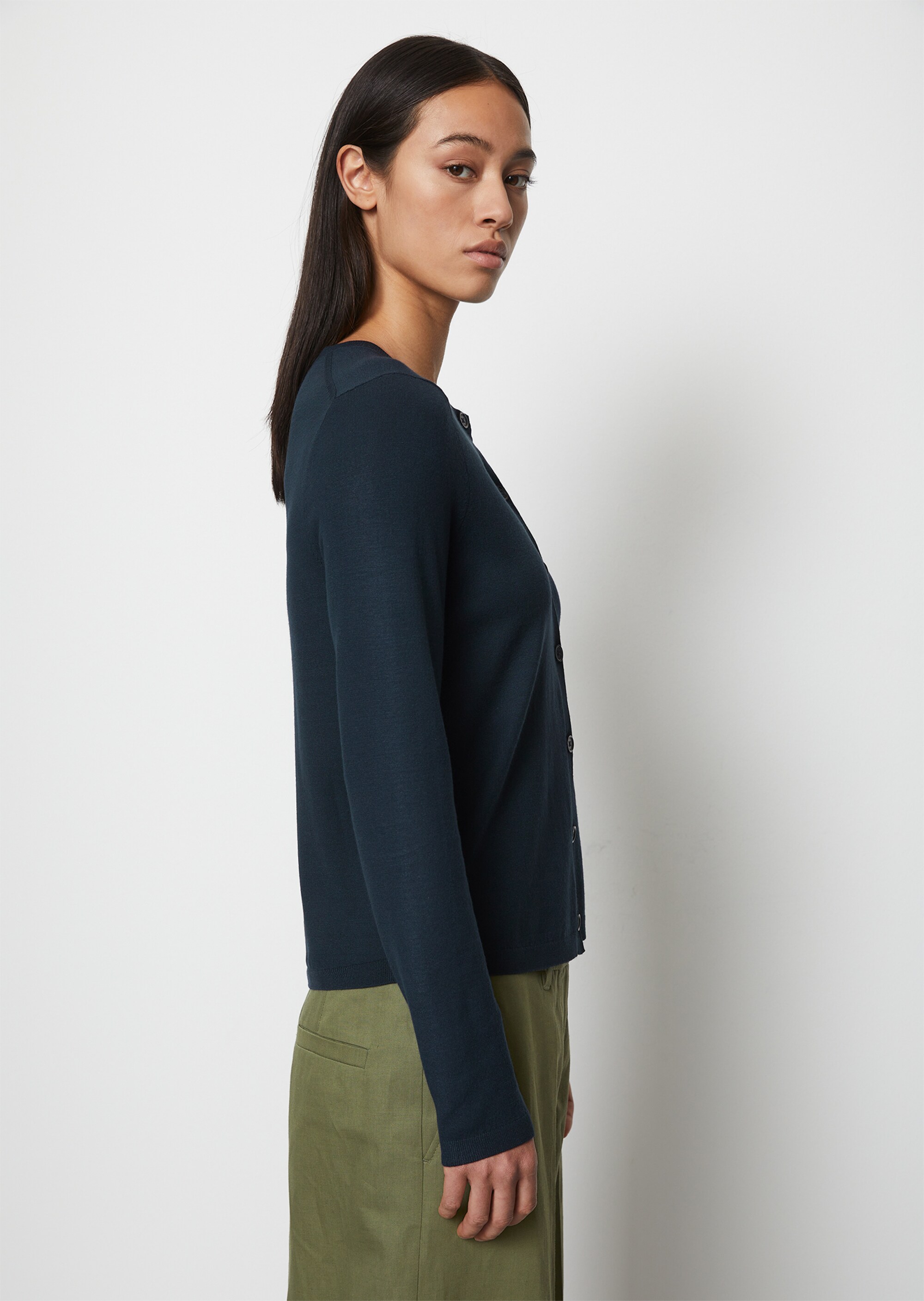 Feinstrick-Cardigan slim aus LENZING™ ECOVERO™