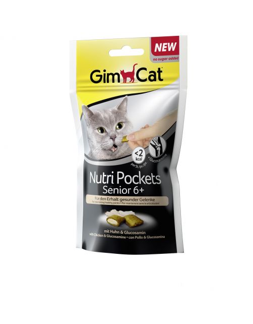 Gimcat Nutri Pockets Senior 6plus - Kattensnack - Kip Glucosamine 60 g