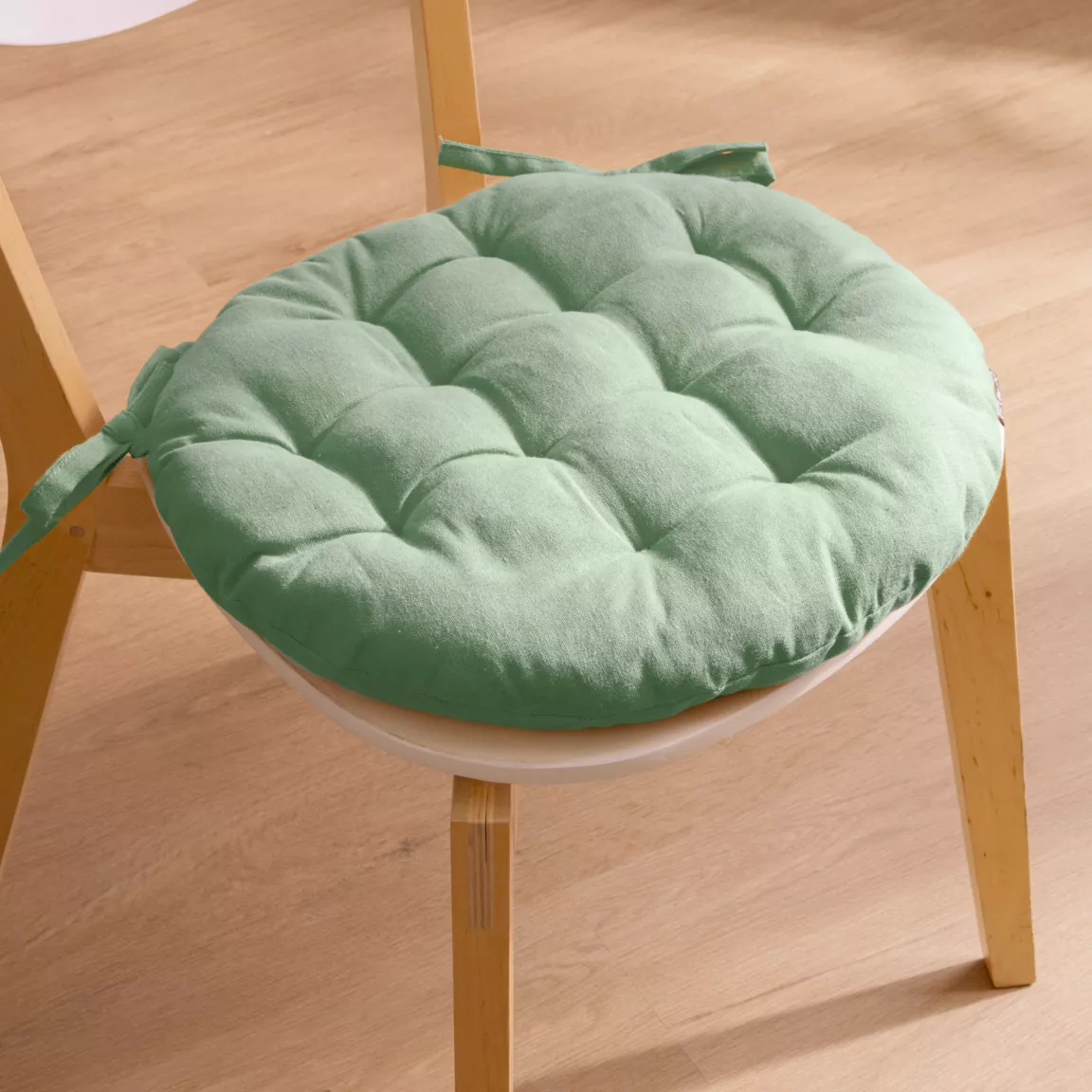Coussin de chaise rond coton (40 cm) Pixel Vert menthe
