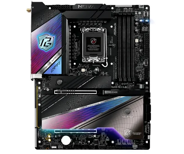 ASRock Phantom Gaming Z890 NOVA WIFI - Bundkort - ATX - LGA1851 sokkel - Z890 Chipset - USB4, USB-C 3.2 Gen 2x2, USB 3.2 Gen 2, USB 3.2 Gen 1 - 5 Gigabit Ethernet, Wi-Fi 7, Bluetooth - onboard grafik (CPU påkrævet) - HD Audio (8-kanaler)
