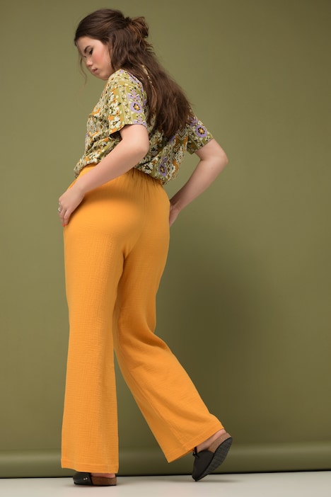 Hose, wide Legs, Musselin, Elastikbund