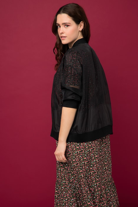 Blouson, oversized, transparenter Chiffon, Langarm