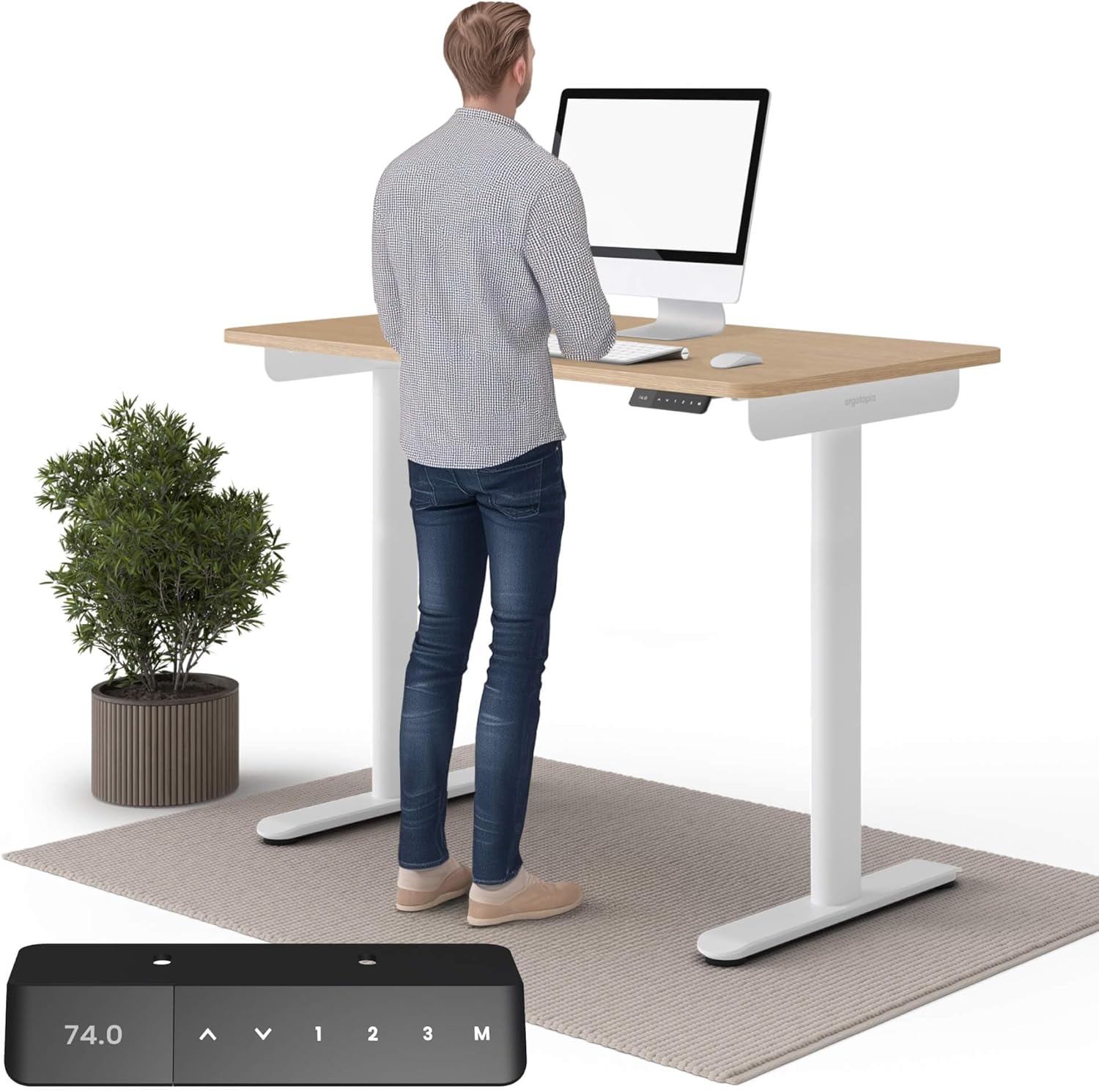 Ergotopia Desktopia One höhenverstellbarer Schreibtisch | elektrischer Schreibtisch höhenverstellbar | Bürotisch höhenverstellbar, Verstellbarer Tisch TÜV-geprüft, 7 Jahre Garantie 138x65 cm