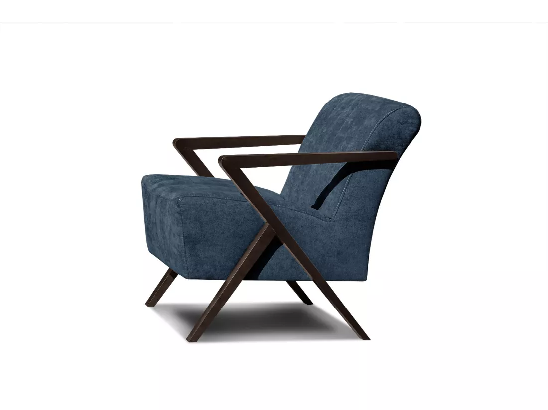 Fauteuil fixe Lebron, tissu bleu marine