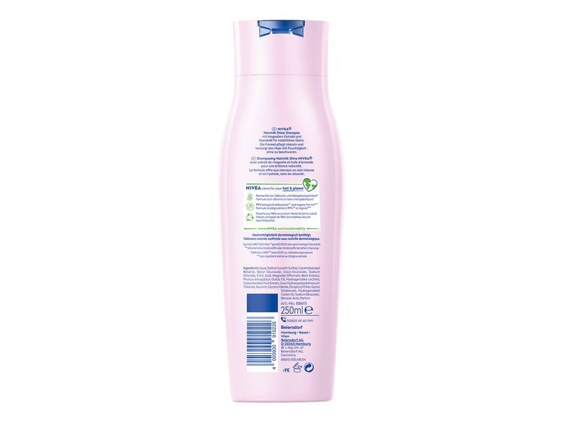 NIVEA Shampoo Hairmilk Shine 250 ml Haarshampoo bietet intensive Pflege und natürlichen Glanz, ohne das Haar zu beschweren