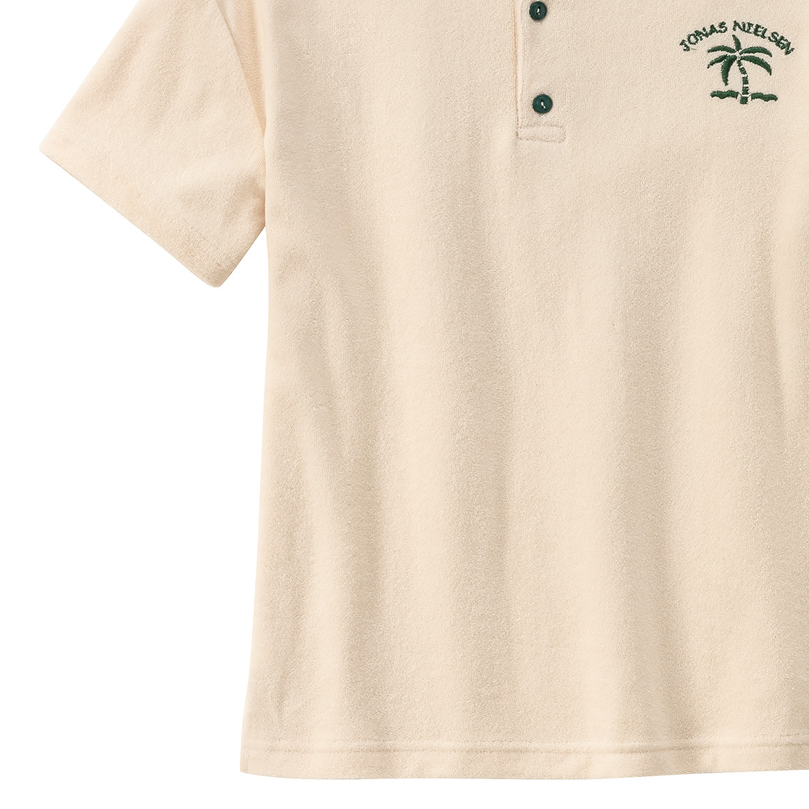 Jonas Nielsen Jungen Frottee-Poloshirt mit Stickerei creme / dunkelgrün