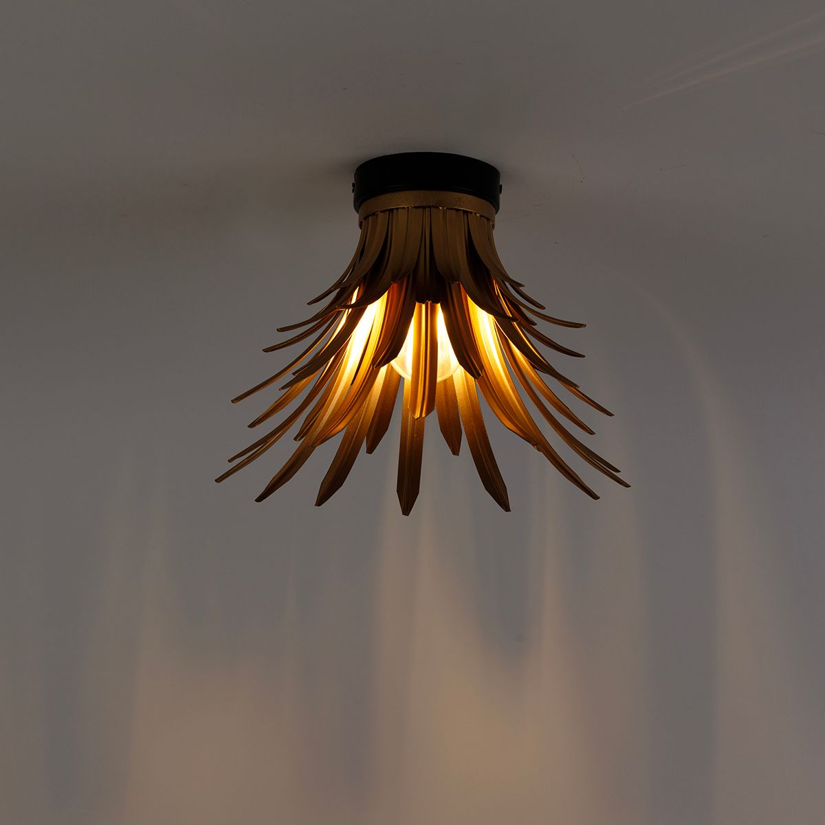 Art Deco plafondlamp goud met zwart - Wesley