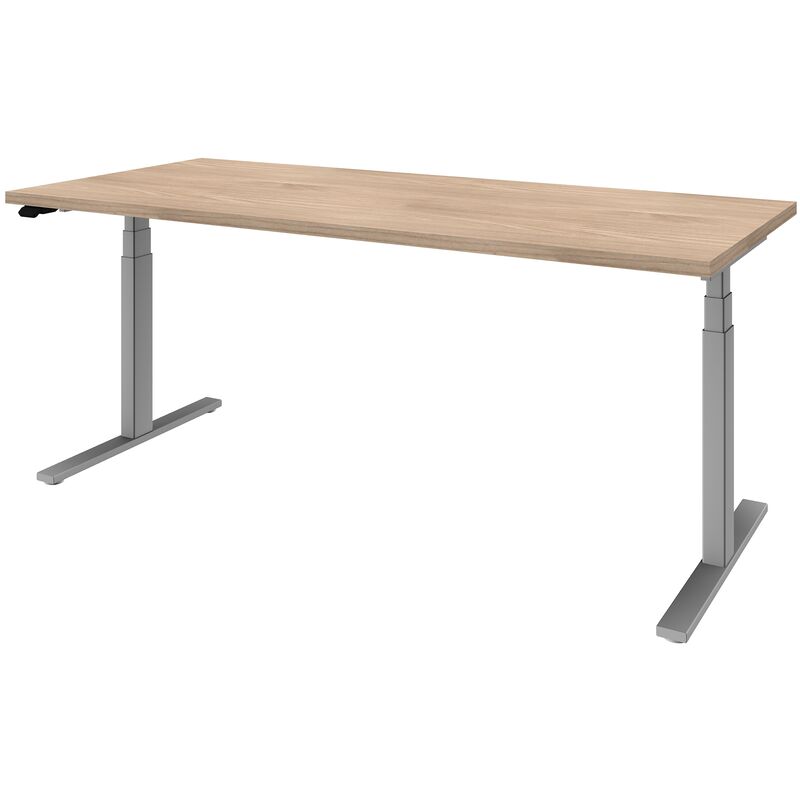 Elektrisch höhenverstellbarer Schreibtisch LINUS+, Gestellfarbe alu, 180 x 80 cm, Dekor Ulme