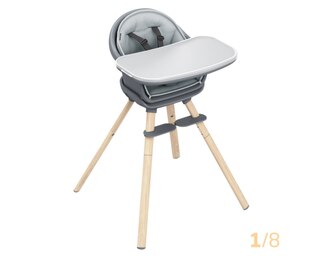 Moa 8-in-1 Hochstuhl 6 M - 5 Y   0 - 20 kg    8 verschiedene Möglichkeiten |    Stilvolles, langlebiges Design |    Leicht abzuwischen und zu reinigen |    Einfach zu installieren und anzupassen |