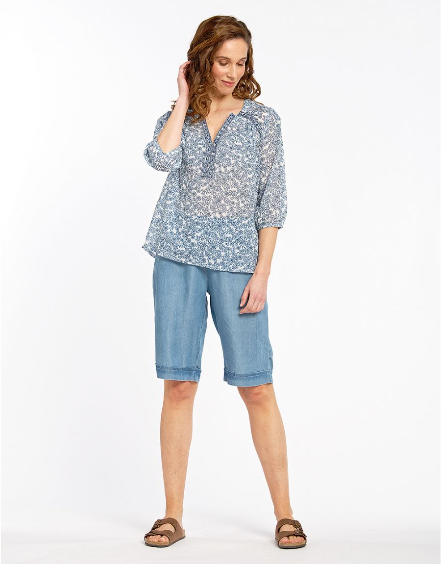 Blouse bleue 100% coton