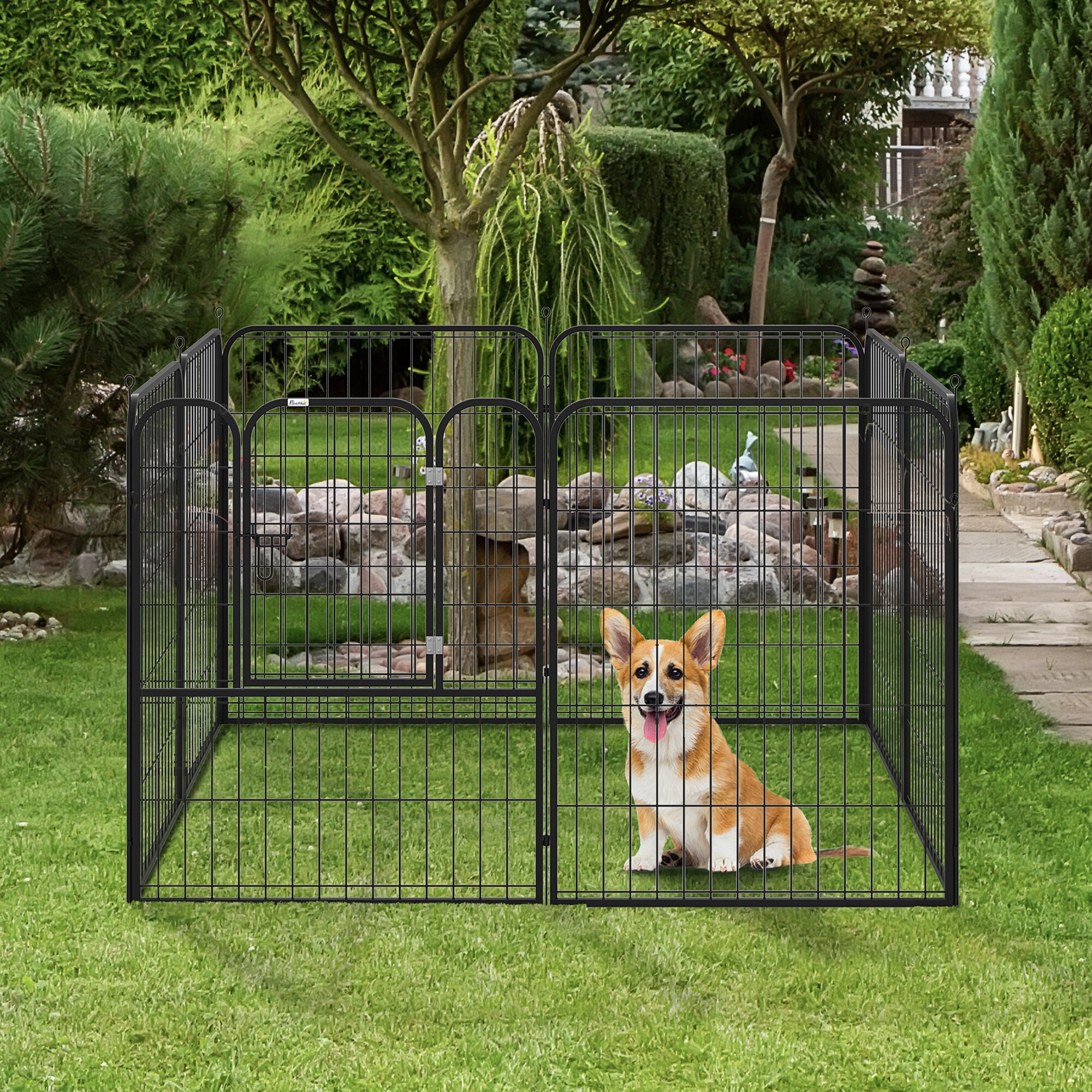 PawHut Laufstall schwarz 79 x 100 Pro Gitterelement (8 insgesamt) (BxH)