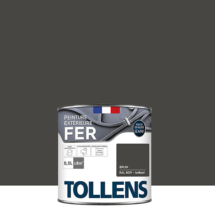 Peinture extérieure fer Tollens brillant brun ral 500ml
