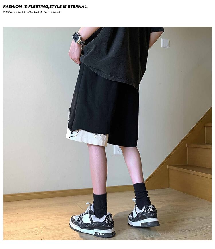 AXEN - Tweekleurige shorts met trekkoordtaille