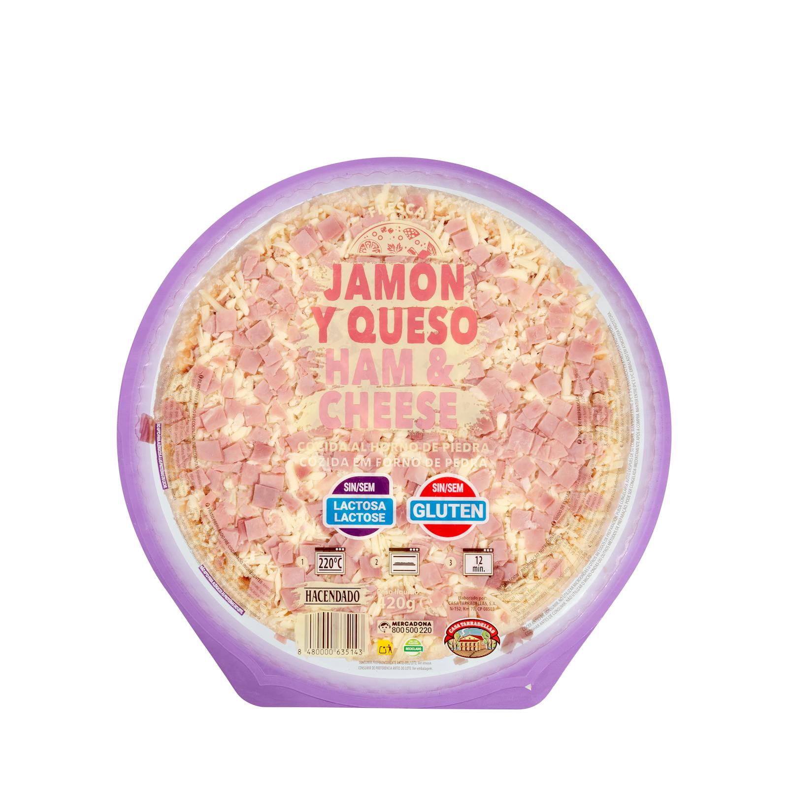 Pizza jambon-fromage sans gluten et sans lactose Hacendado