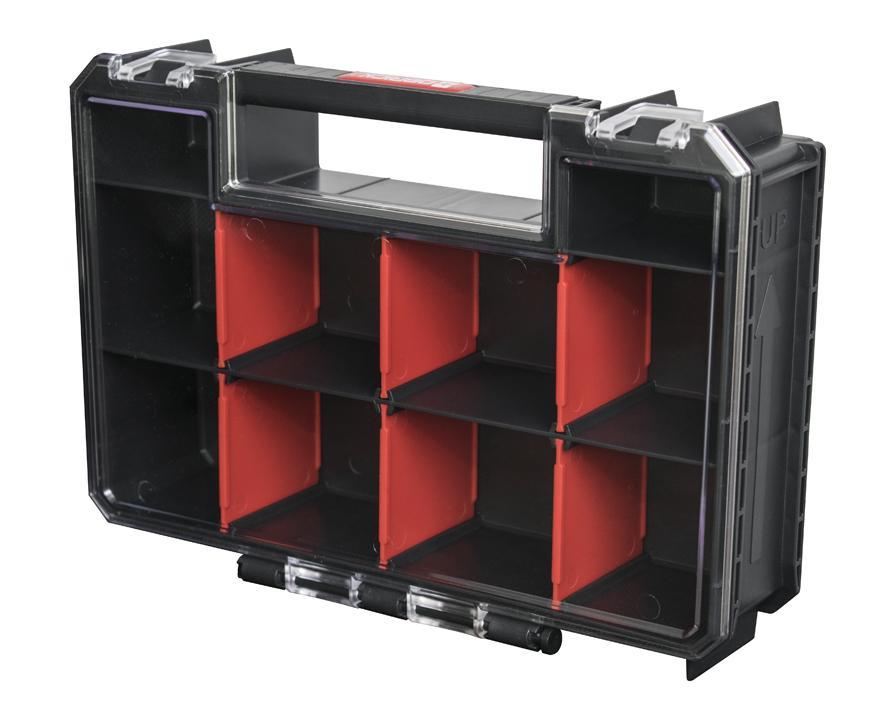 PROREGAL QBRICK Assortimentsdoos Twee HxBxD 18 x 26 x 65 cm 11 liter Met deksel Handvat met klemsluitingen Zwart