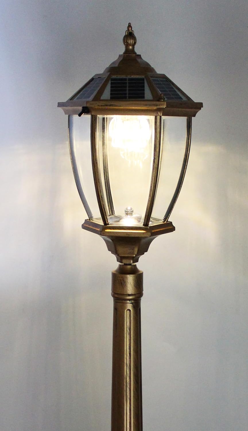 Arnusa Gartenlaterne Solarbetrieben klassisch 175 cm Solarlampe Außenleuchte Sockelleuchte kabellos Duo Color warmweiß und kaltweiß