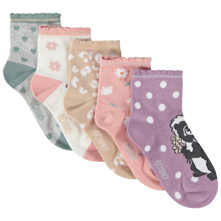 Lot de 5 paires de chaussettes fantaisie Disney pour fille - Multicolore