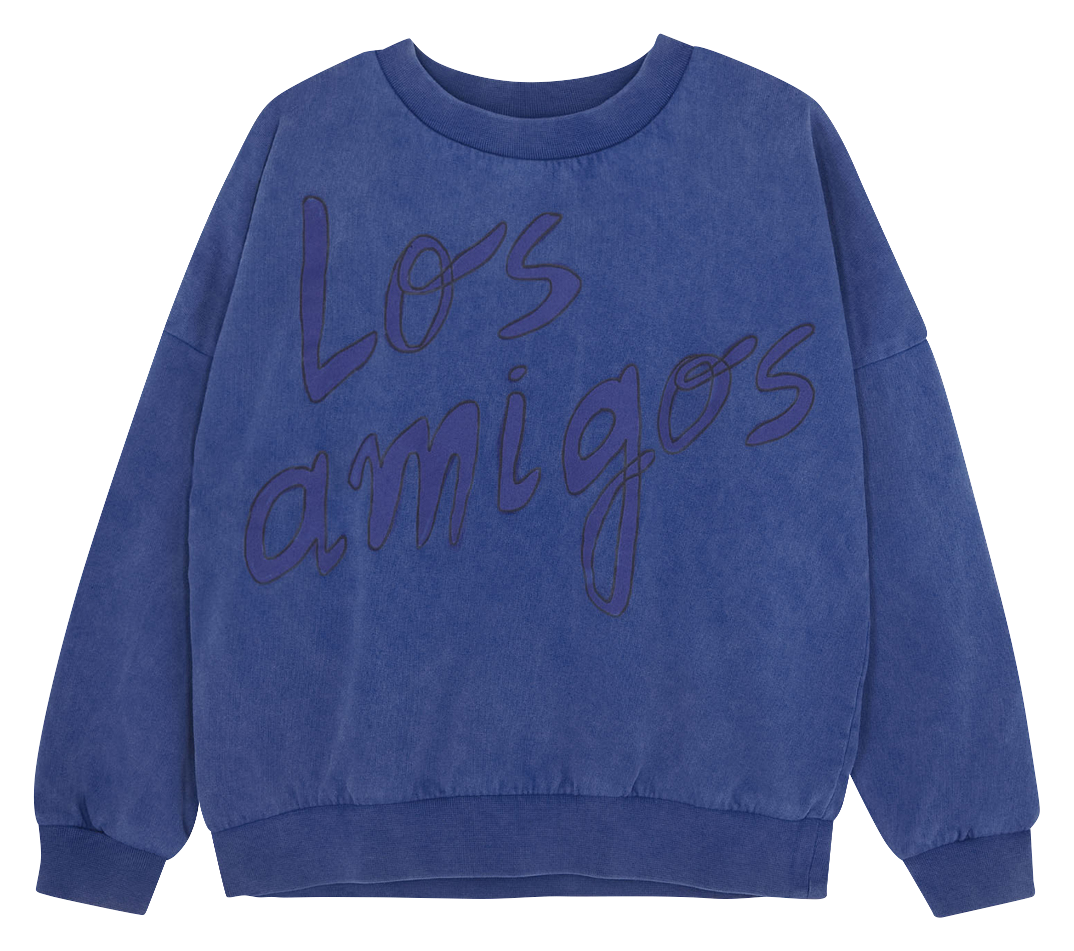 Sweat col rond imprimé en coton| Bleu