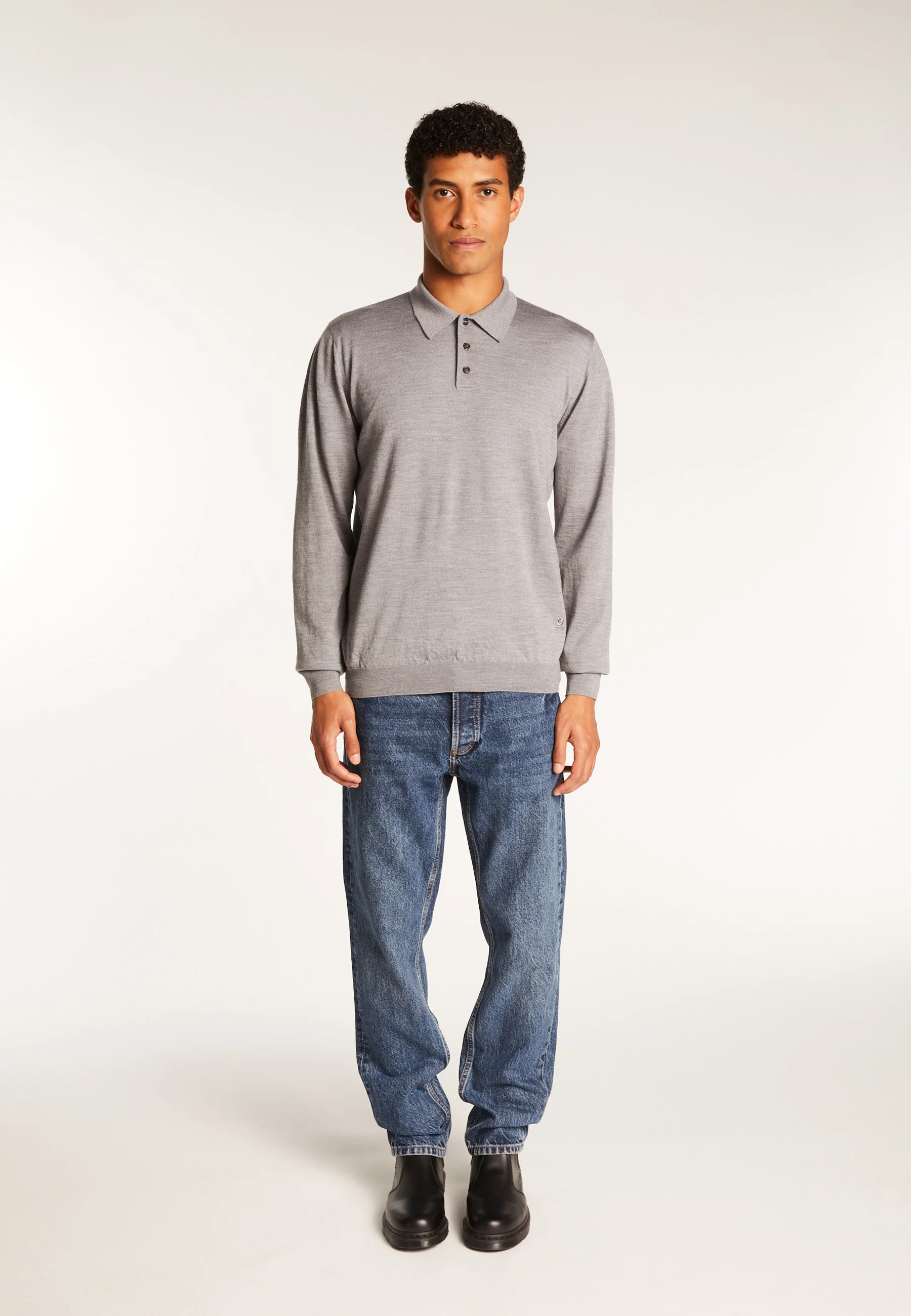 ENIAH24 - Pull col polo en laine mérinos | Gris