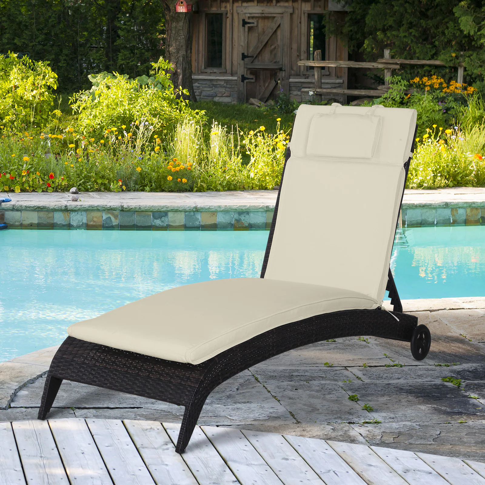 Outsunny Liegenauflage mit Kopfkissen 198 x 53 x 5 cm (LxBxH)