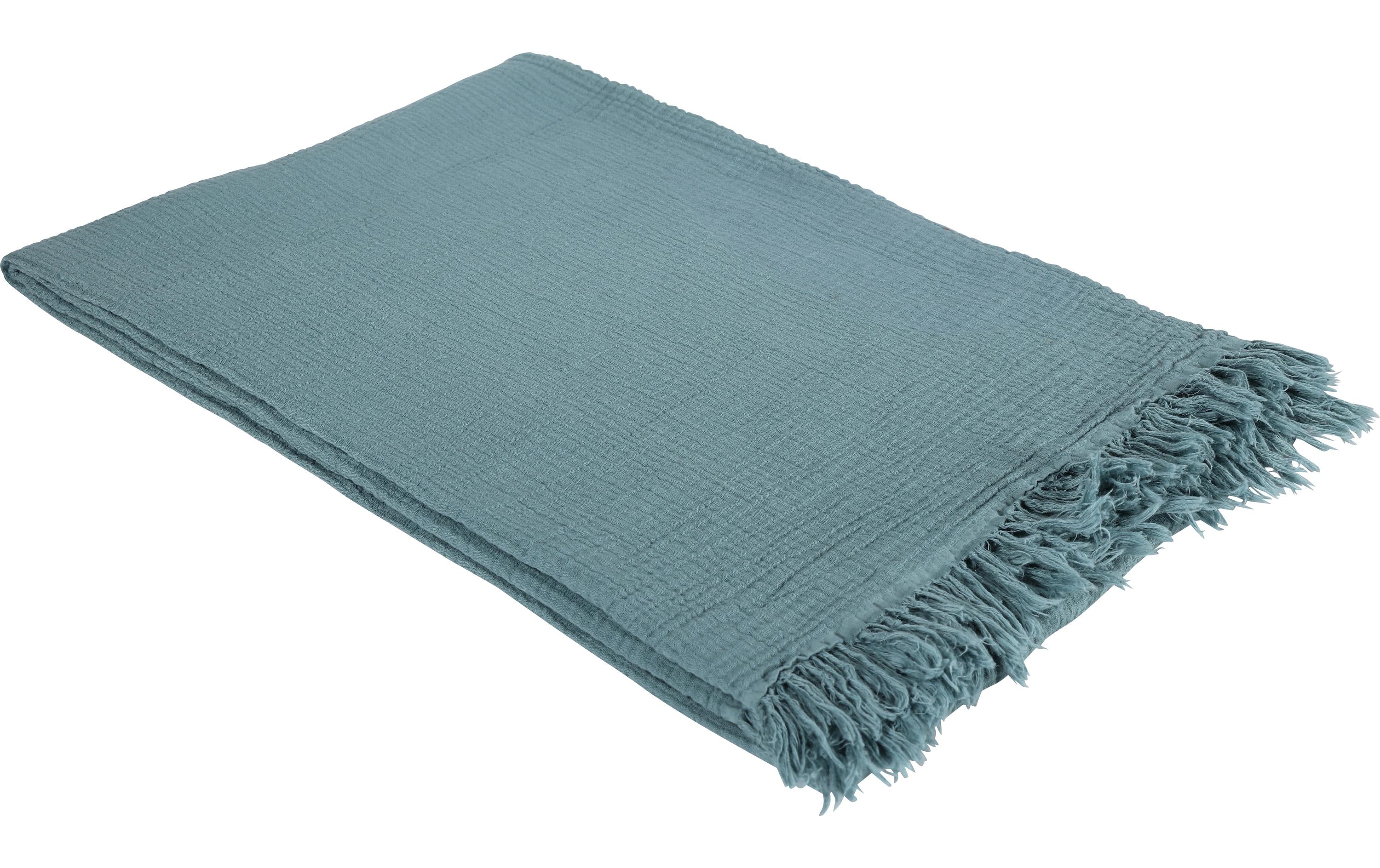 Decke Nizza 140 x 210 cm, PetrolMinimalistische Mousseline-Decke aus reiner Baumwolle