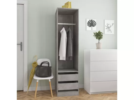 Garde-robe avec tiroirs Gris béton 50x50x200