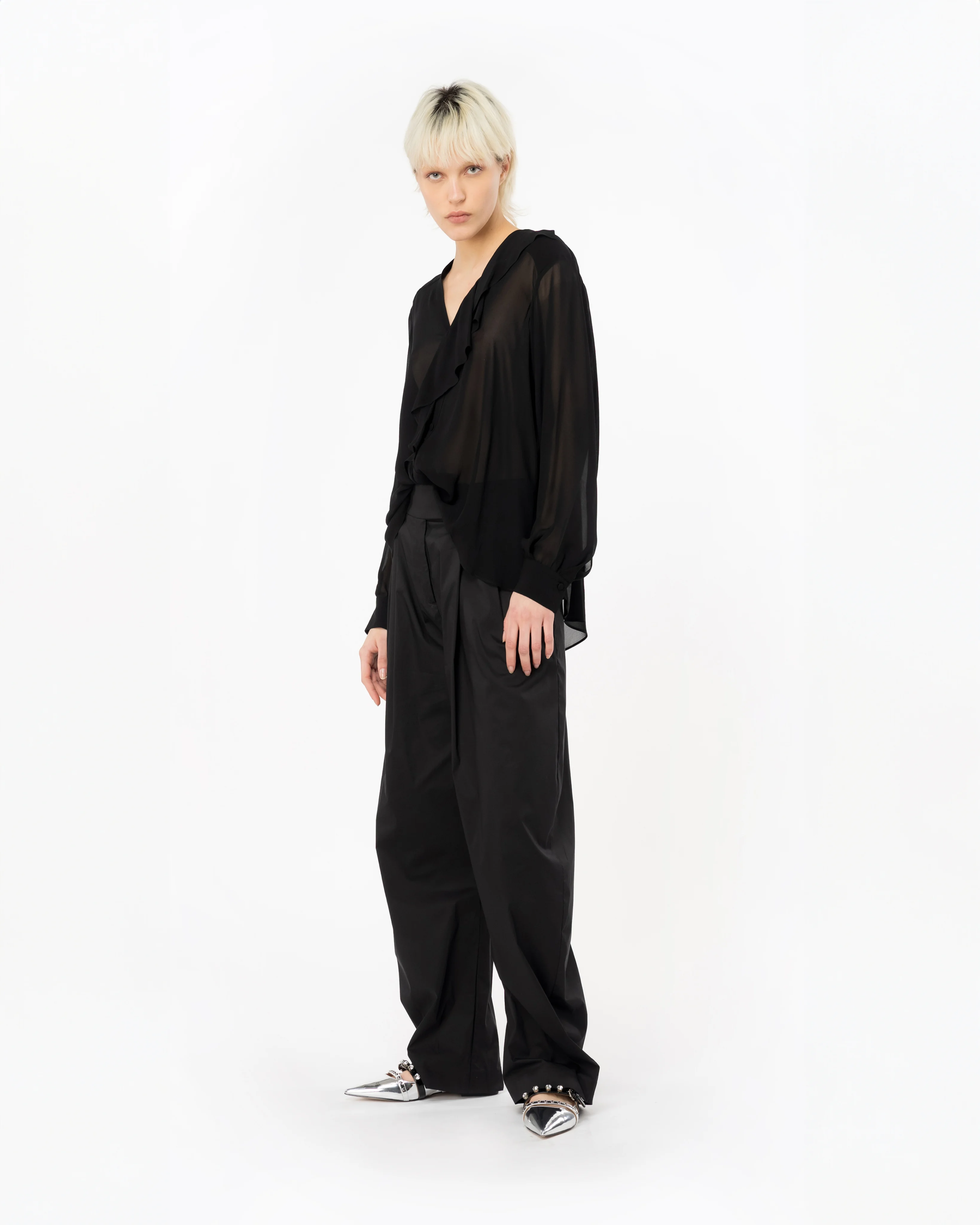 Blouse volantée | Noir