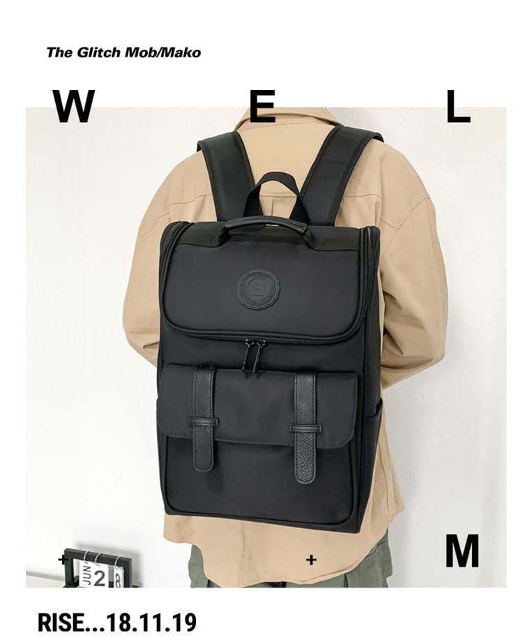 Hikuozy - Nylon rugzak met effen klep