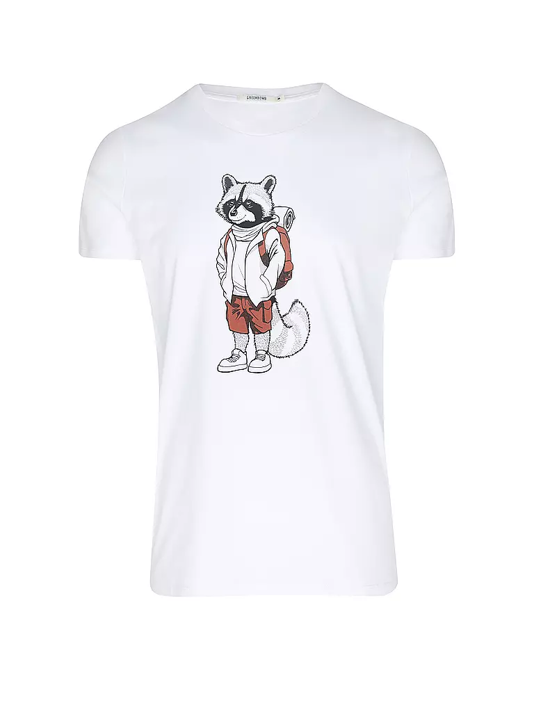 GREENBOMB T-Shirt GUIDE ANIMAL RACCOON HIKE weiss