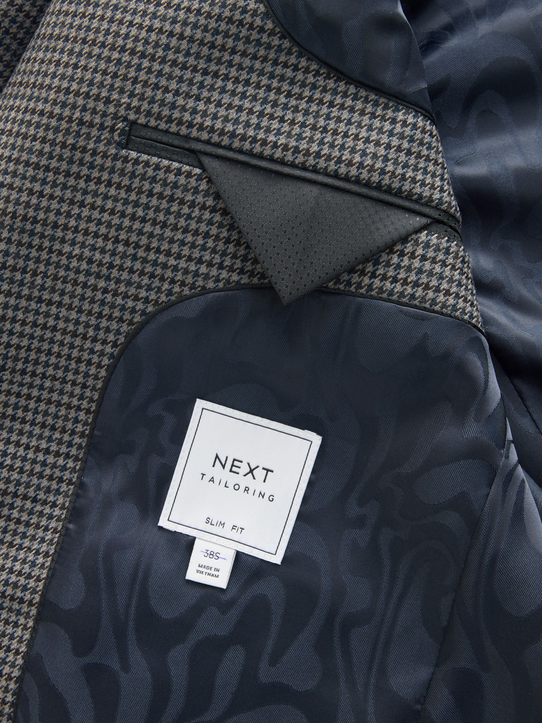 Antraciet - Slim Fit Puppytooth Wool Blend Suit Jacket