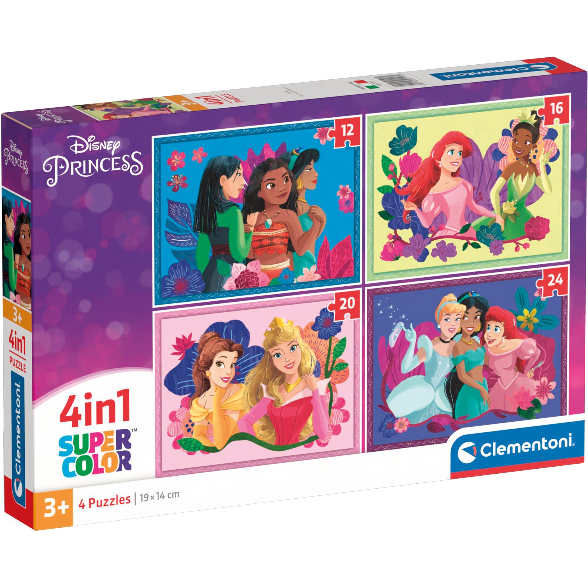 Clementoni Puzzle Supercolor 4 in 1 - Disney Princess
