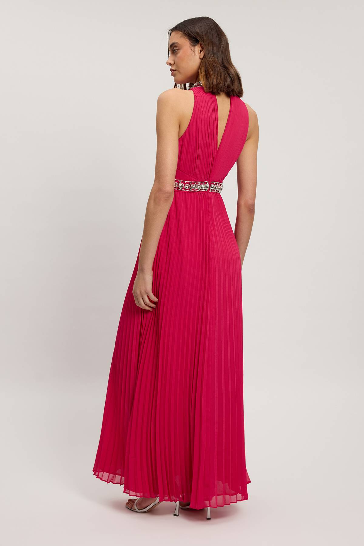 KarenMillen Robe Longue Fendue Tissée Ornée De Cristaux Petite