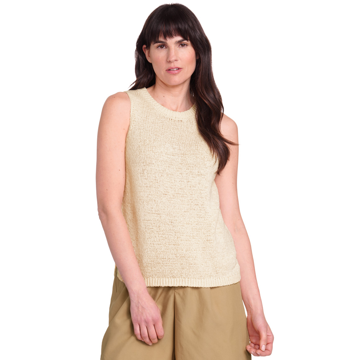 Gina Benotti Damen Stricktop aus Bändchengarn creme