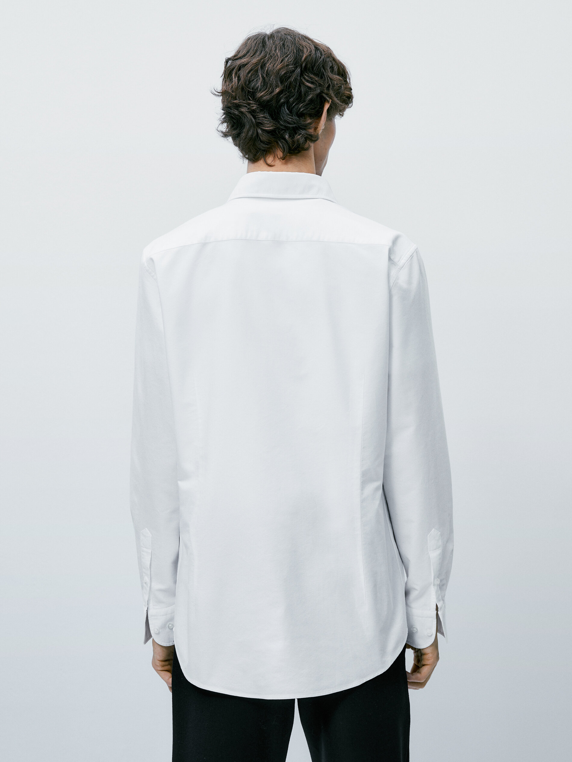 Camisa oxford de algodão slim fit - BRANCA
