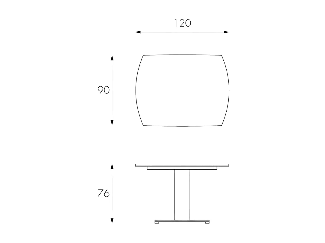 Kyoto Table extensible (120/180 x 90 cm) en verre anthracite