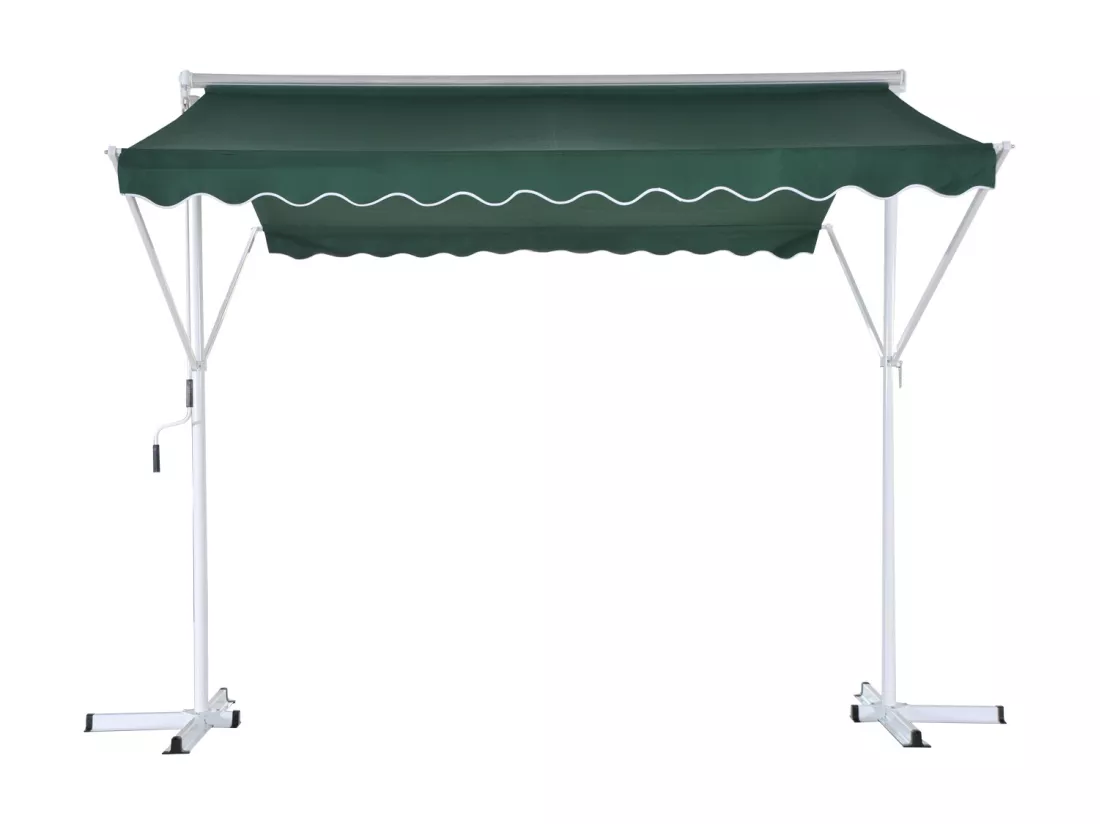 Store double pente manuel rétractable inclinaison réglable métal polyester imperméabilisé 3L x 2,95l x 2,6H m vert